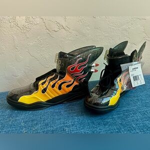 DEAD STOCK ADIDAS Jeremy Scott Shark Flame Fin Light-Up Shoes Mens 12 Rockabilly